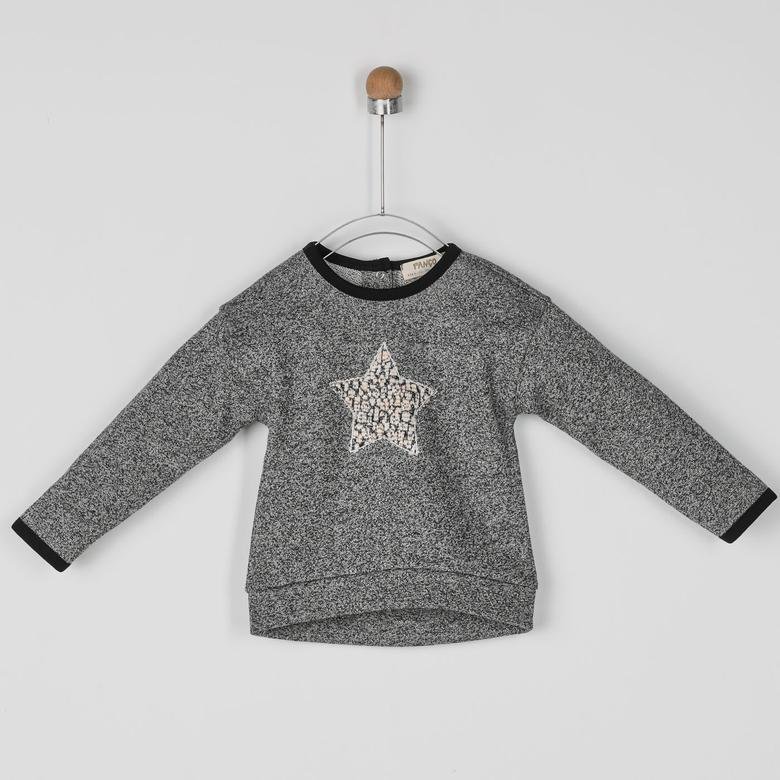 Kız Bebek Yıldız Desen Patlı Sweatshirt