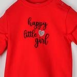 Kız Bebek Omuzları Fırfırlı Yazı Nakışlı Sweatshirt