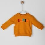 Erkek Bebek Yazılı Nakış Detaylı Sweatshirt