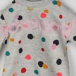 Kız Bebek Puantiye Desenli Arkası Çıtçıtlı Sweatshirt