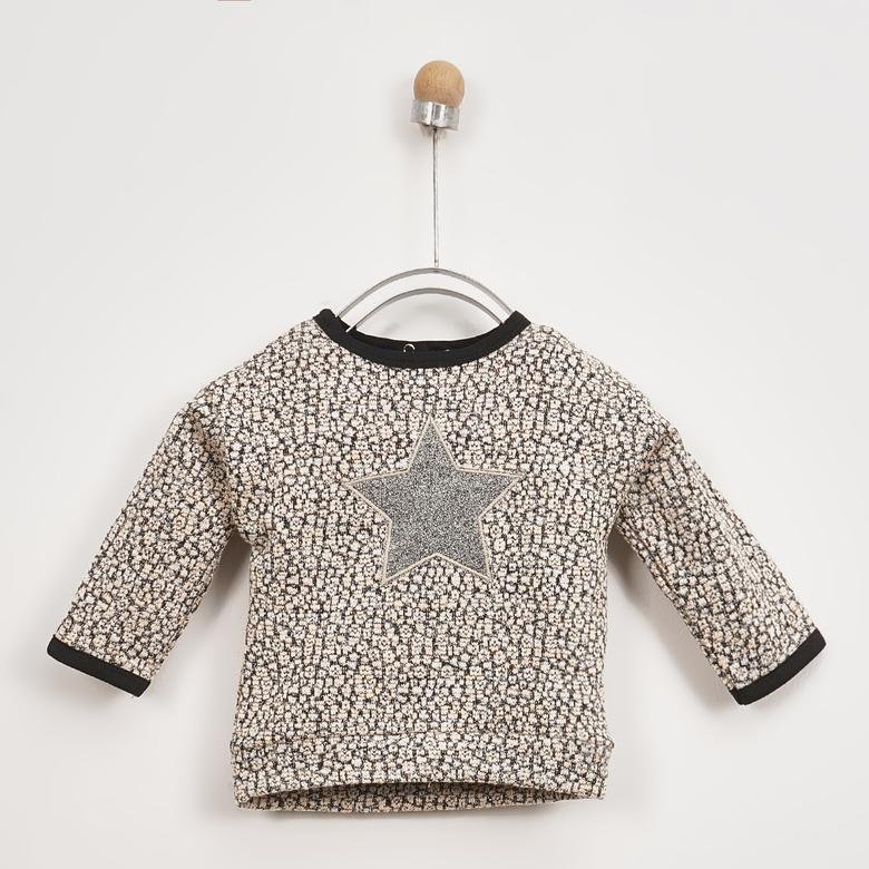 Kız Bebek Yıldız Desen Patlı Sweatshirt