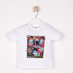 Erkek Bebek Karikatür Baskılı Kısa Kollu T-shirt