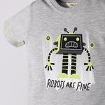 Erkek Bebek Robot Baskılı Kısa Kollu T-shirt