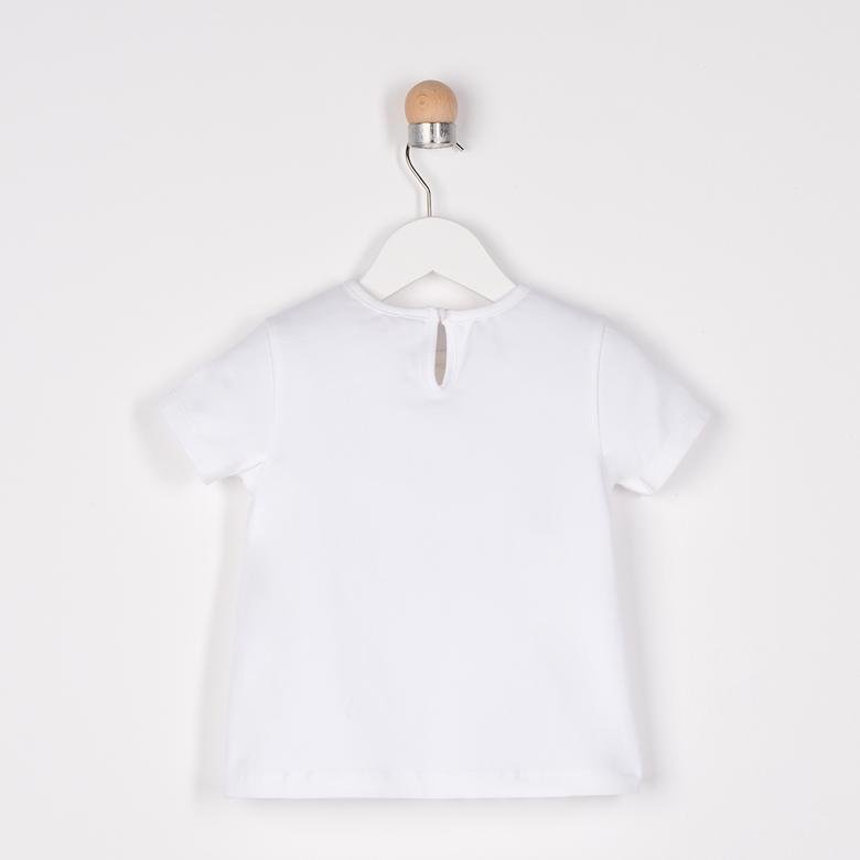 Kız Bebek Fırfırlı Detaylı Kısa Kollu T-shirt