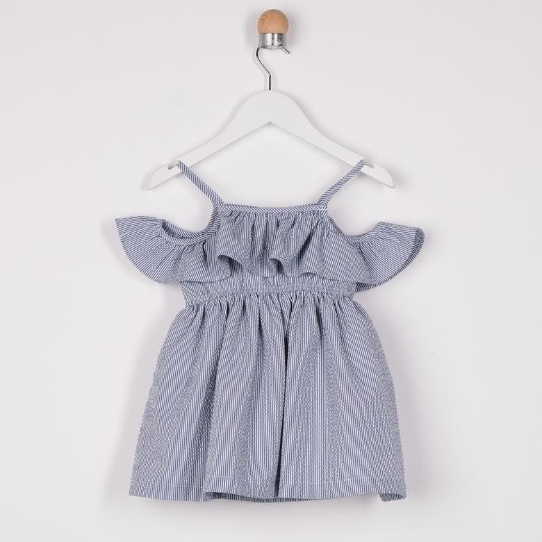 Kız Bebek Fırfır Detaylı Beli Lastikli Elbise