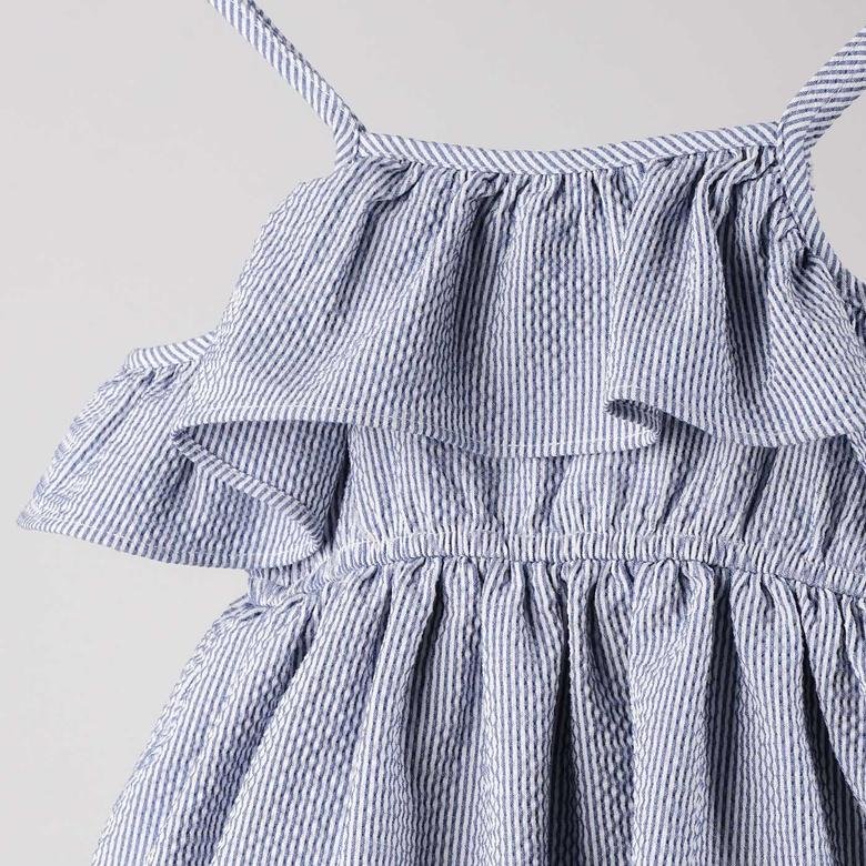 Kız Bebek Fırfır Detaylı Beli Lastikli Elbise