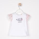 Kız Bebek Tüllü Detaylı Baskılı Kısa Kollu T-shirt