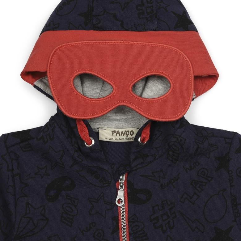 Erkek Bebek Kapüşonlu Maske Detaylı Sweatshirt