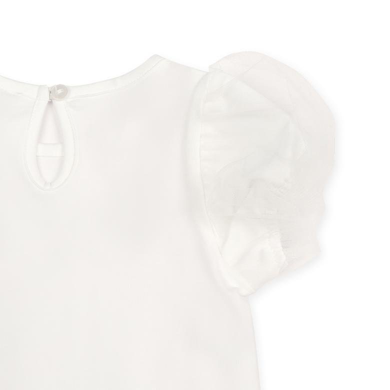 Kız Bebek Tüllü Detaylı Kısa Kollu T-shirt