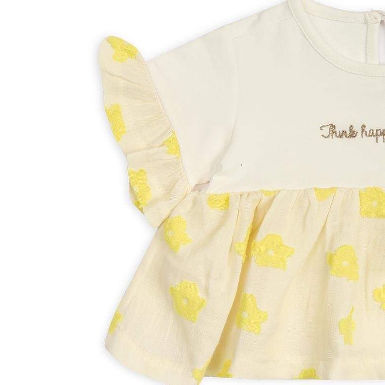 Kız Bebek Nakışlı Kısa Kollu T-shirt