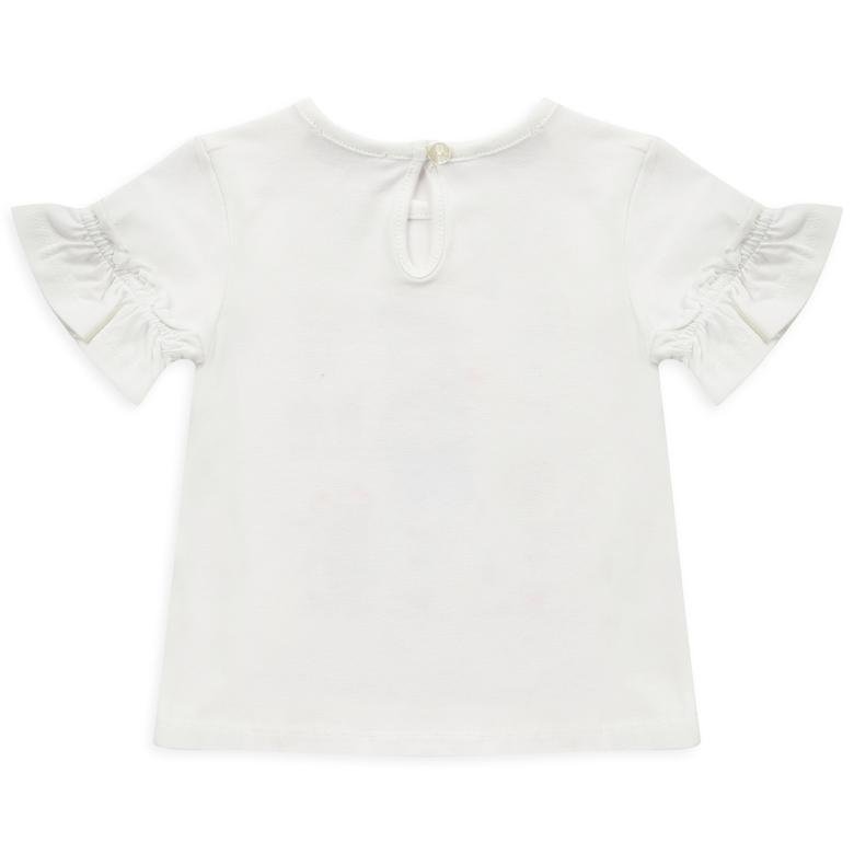 Kız Bebek Fırfırlı Baskılı Kısa Kollu T-shirt