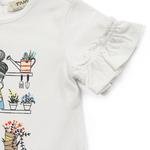 Kız Bebek Fırfırlı Baskılı Kısa Kollu T-shirt