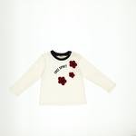 Kız Bebek Çiçek Nakışlı Yazı Baskılı Uzun Kollu T-shirt