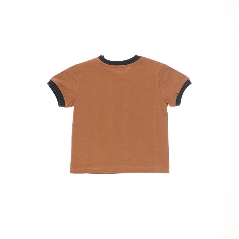 Erkek Bebek Araba Baskılı Kısa Kollu T-shirt