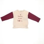 Kız Bebek Yazı Baskılı Beli Lastikli Uzun Kollu T-shirt