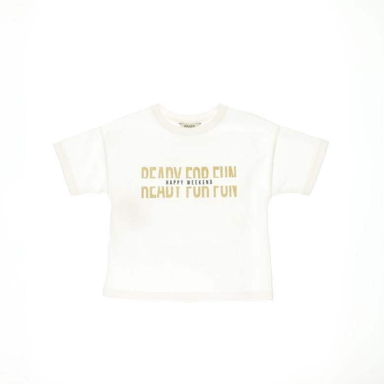 Kız Çocuk Sim Baskılı Kısa Kollu T-shirt