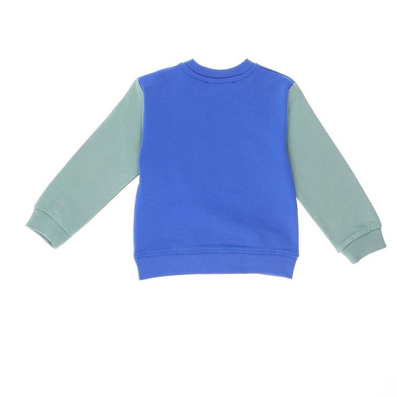 Erkek Bebek İki Renk Bloklu Baskılı Sweatshirt