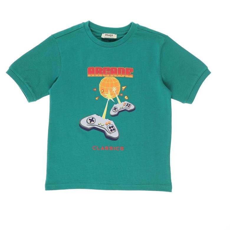 Erkek Çocuk Kapüşonlu Baskılı Kısa Kollu T-shirt