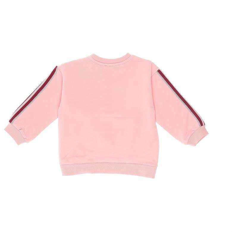 Kız Bebek Önü Büzgülü Kolları Şerit Detaylı Sweatshirt