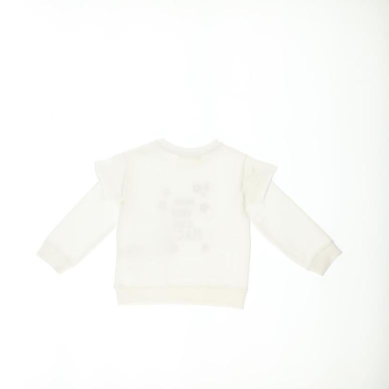 Kız Bebek Kolları Fırfırlı Yıldız Baskılı Sweatshirt