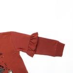 Kız Bebek Kolları Fırfır Detay Önü Baskılı Sweatshirt