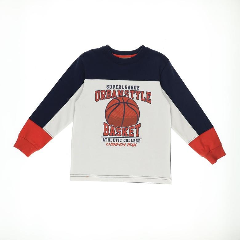 Erkek Çocuk Basketbol Topu Detaylı Uzun Kollu T-shirt