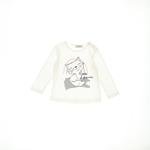 Kız Bebek Kedi Baskılı Uzun Kollu T-shirt