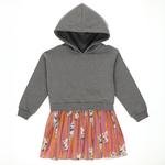 Kız Çocuk Kapşonlu Pileli Elbise