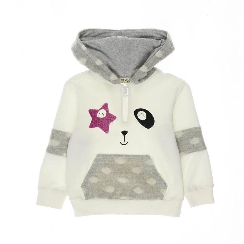 Kız Bebek Puantiye Detaylı Pandalı Sweatshirt