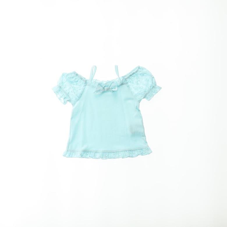 Kız Bebek Fiyonk Detaylı Kısa Kollu T-shirt