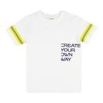 Erkek Çocuk Yazı Baskılı Şerit Detaylı Kısa Kollu T-shirt