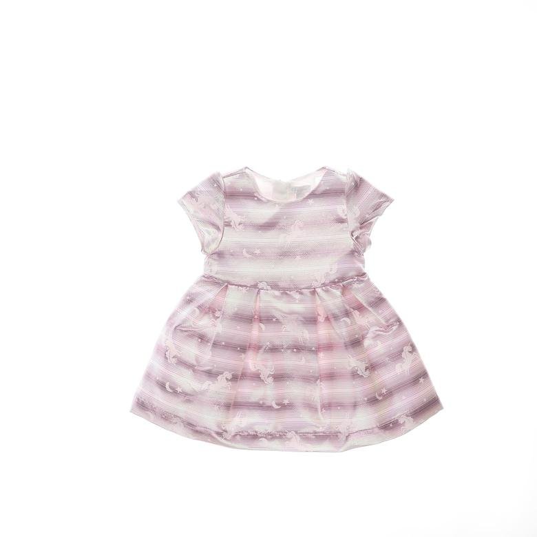 Kız Bebek Kısa Kollu Parlak Kumaş Elbise