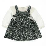 Kız Bebek Fırfırlı Gömlek Çiçekli İkili Elbise Takım