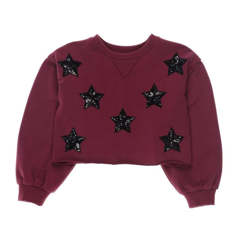 Kız Çocuk Yıldız Baskılı Crop Sweatshirt