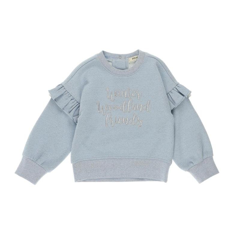Kız Bebek Kolları Fırfırlı Yazı Detaylı Sweatshirt