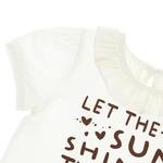Kız Bebek Yakası Fırfırlı Yazı Baskılı Kısa Kollu T-shirt