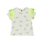 Kız Bebek Kolu Tül Detaylı Baskılı Kısa Kollu T-shirt