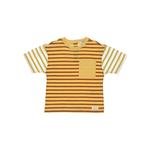 Erkek Bebek Cep Detaylı Çizgili Kısa Kollu T-shirt