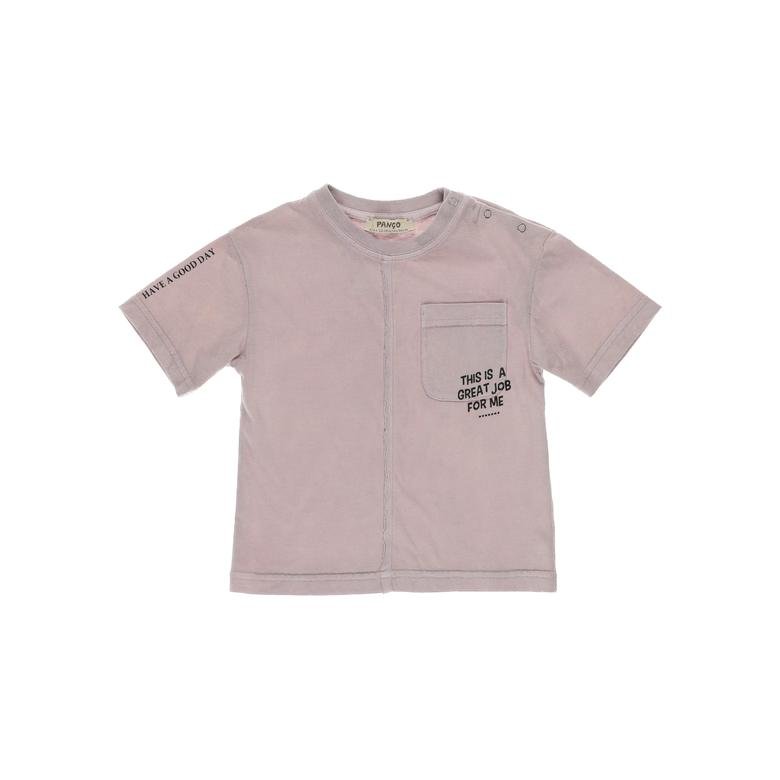 Erkek Bebek Yazı Baskılı Cep Detaylı Kısa Kollu T-shirt