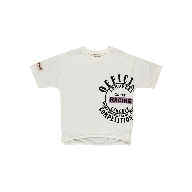Erkek Çocuk Yazı Baskılı Cep Detaylı Kısa Kollu T-shirt