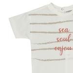 Erkek Bebek Yazı Baskılı Çizgili Kısa Kollu T-shirt
