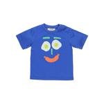 Erkek Bebek Gülen Yüz Baskılı Kısa Kollu T-shirt
