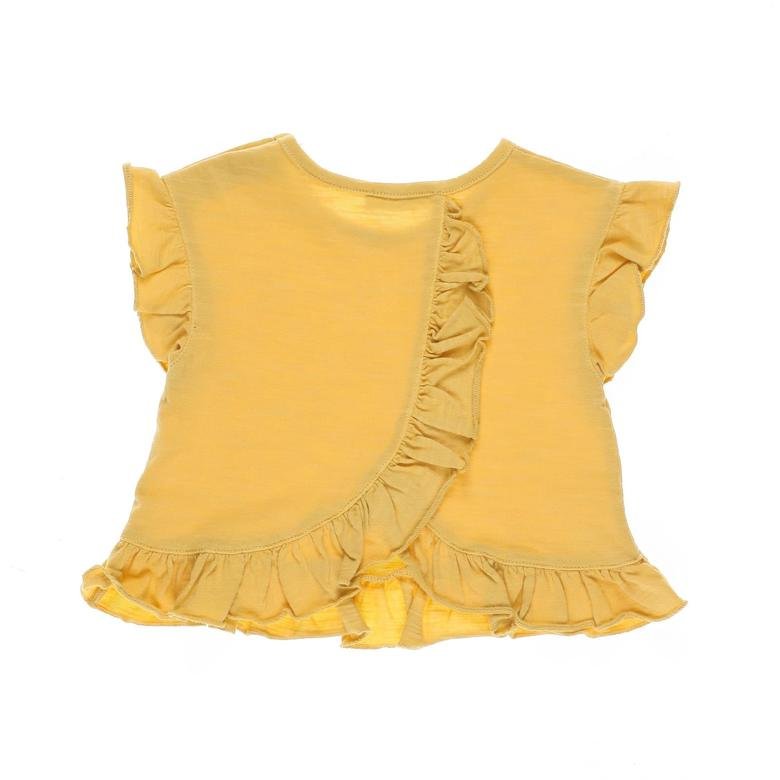 Kız Bebek Fırfır Detaylı Kısa Kollu T-shirt