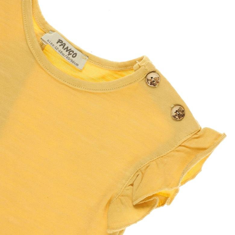 Kız Bebek Fırfır Detaylı Kısa Kollu T-shirt