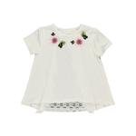 Kız Çocuk Çiçek Dantel Detaylı Kısa Kollu T-shirt