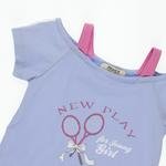 Kız Bebek Omuz Detaylı Baskılı Kısa Kollu T-shirt