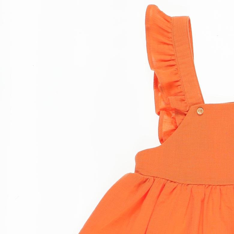 Kız Bebek Kolları Fırfırlı Beli Lastikli Elbise