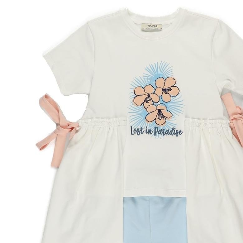 Kız Çocuk Kurdela Detaylı T-Shirt ve Tayt Takım