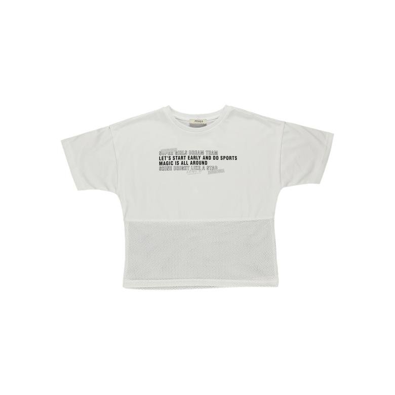 Kız Çocuk Yazı Baskılı Simli Kısa Kollu T-shirt