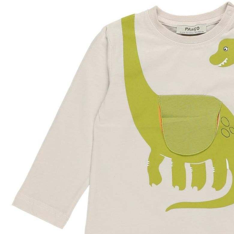 Erkek Bebek Dinozor Baskılı Uzun Kollu T-shirt